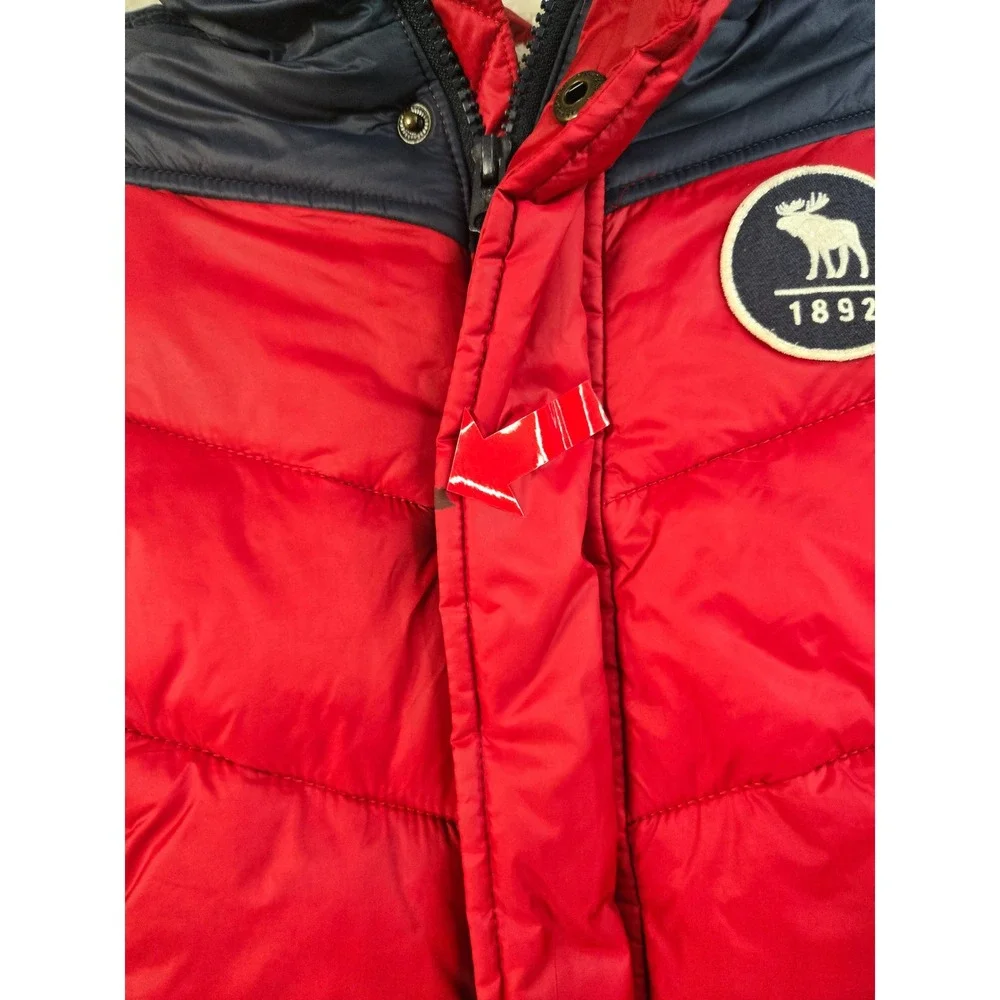Abercrombie Kids Puffer Jacket Boys 5/6 Faux Shearling Lined Hooded Winter Coat